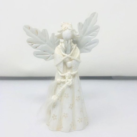 Small Faceless Folk Art Angel Resin Body Features embossed flowers on the gown W - Picture 1 of 5
